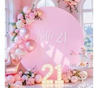 7.2ft Light Pink Round Backdrop Cover for Wedding Arch - Stretchy Spandex Circle Arch Cover for Backdrop Stand, Wrinkle-Free & Elegant Decor for Birthday, Baby Shower, Engagement, Photo Booth