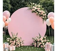 7.2ft Pink Round Backdrop Cover for Baby Shower Circle Backdrop Cover for Wedding Birthday Photography Arch Polyester Back Drop for Home Decoration