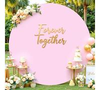 7.2FT Pink Round Backdrop Cover Polyester Arch Backdrop Cover for Circle Stand Wedding Arch Birthday Party Photography Decoration