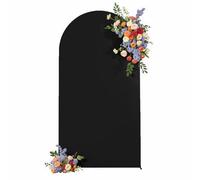 7.2FT Wedding Arch Backdrop Cover, Black Stretchy Arch Covers Round Top Chiara Backdrop Cover for Wedding Birthday Party Baby Shower Banquet Arch Decor(Black)
