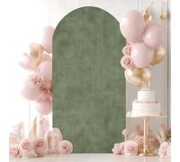 7.2FT Wedding Arch Backdrop Cover Khaki Green Olive Grunge Texture Vignette Matte Dirty Spandex Fitted Round Top Backdrop Stand Cover for Birthday Party Ceremony Banquet Decoration