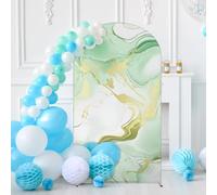 7.2FT Wedding Arch Cover Spandex Artistic Marble Fitted Arch Backdrop Covers Round Top Backdrop Cover Modern Marble Stretch Fabric Covers for Birthday Party Banquet Spring Decoration