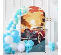 7.2FT Wedding Arch Cover Spandex Coastal Beach Truck Fitted Arch Backdrop Covers Round Top Backdrop Cover Modern Truck Stretch Fabric Covers for Birthday Party Banquet Spring Decoration