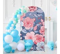 7.2FT Wedding Arch Cover Spandex Modern Flowers Fitted Arch Backdrop Covers Round Top Backdrop Cover Oil Painting Flowers Stretch Fabric Covers for Birthday Party Banquet Spring Decoration