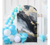 7.2FT Wedding Arch Cover Spandex Modern Marble Fitted Arch Backdrop Covers Round Top Backdrop Cover Watercolor Marble Stretch Fabric Covers for Birthday Party Banquet Spring Decoration