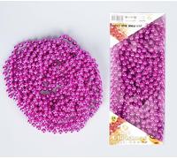 7.2m (24ft) Pink Shiny Christmas Bead Chain Metallic Xmas Beaded Garland Artificial Pearls Tinsel For Christmas Tree Hanging Decorations DIY Art & Crafts Jeweller
