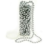 7.2m (24ft) Silver Shiny Beaded Garland Tinsel Christmas Tree Decoration