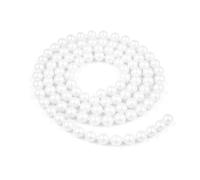7.3m (24ft) Xmas Beaded Garland, Metallic Shiny White, 7.5mm Pearl Bead | Artificial Plastic Garland for Christmas Tree Beaded Decorations, Xmas tinsel, DIY crafts, event styling & home décor