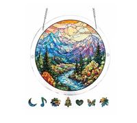 7.4 Inch Acrylic Puzzles Suncatcher Window Hanging,Sun Catcher Acrylic Puzzles Chasing the Sun Sea Garden Decoration for Women Men Mom Birthday Gift Home Decor Independence Day