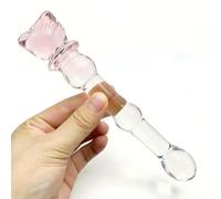 7.48'' Clear Glass Dildo Transparent Crystal Penis G-spot Stimulation Anal Plug Female Masturbator (B)