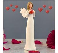 7.48" H Guardian Angel Figurines Hand Painted, Angel Statue Holding a Heart, Resin Angel Statues for Home Decor, Healing Angel Gifts for Women, Angel Decor Collectible Figurines (Cream Colour)