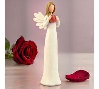 7.48" H Resin Guardian Angel Figurine Holding a Heart - Hand-Painted Angel Statue for Home Decor, Perfect Healing Angel Gift for Women, Collectible Angel Statue (Cream)