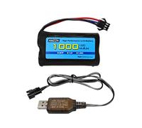 7.4V 1000mAh 2S Li-ion Battery with SM-3P Plug and USB Charging Cable for DE82 TK3086B G20601 RC Car TK-3082B Stunt Flipping Car C60 Truck Battery