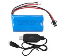 7.4V 2000mAh 15C 2S Li-ion Rechargeable Battery with SM-2P Plug and USB Charging Cable Suitable for MN D90/91, MN 99/99s RC Cars, H101 H103 H105 RC Boat RC Truck Ship Boat