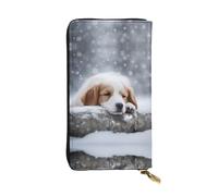 (7.5 * 4.1 inches) Long Clutch Bag, A Sleeping dog Zipper Leather Wallet with Multiple Compartments Large Capacity, a Good Gift for Friends