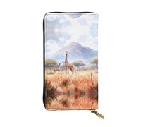 (7.5 * 4.1 inches) Long Clutch Bag, African Savanna Giraffe Zipper Leather Wallet with Multiple Compartments Large Capacity, a Good Gift for Friends