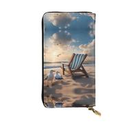 (7.5 * 4.1 inches) Long Clutch Bag, beautiful blue sky and sea Zipper Leather Wallet with Multiple Compartments Large Capacity, a Good Gift for Friends