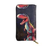 (7.5 * 4.1 inches) Long Clutch Bag, big-mouthed dinosaur Zipper Leather Wallet with Multiple Compartments Large Capacity, a Good Gift for Friends