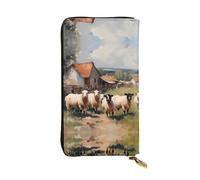 (7.5 * 4.1 inches) Long Clutch Bag, cute farm animals Zipper Leather Wallet with Multiple Compartments Large Capacity, a Good Gift for Friends