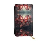 (7.5 * 4.1 inches) Long Clutch Bag, Fantasy Flower Butterfly Zipper Leather Wallet with Multiple Compartments Large Capacity, a Good Gift for Friends