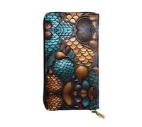 (7.5 * 4.1 inches) Long Clutch Bag, fishscale pattern Zipper Leather Wallet with Multiple Compartments Large Capacity, a Good Gift for Friends
