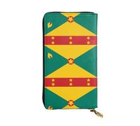 (7.5 * 4.1 inches) Long Clutch Bag, Flag of Grenada Zipper Leather Wallet with Multiple Compartments Large Capacity, a Good Gift for Friends