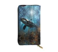 (7.5 * 4.1 inches) Long Clutch Bag, Huge killer whales Zipper Leather Wallet with Multiple Compartments Large Capacity, a Good Gift for Friends