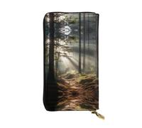 (7.5 * 4.1 inches) Long Clutch Bag, Light in the Forest Zipper Leather Wallet with Multiple Compartments Large Capacity, a Good Gift for Friends