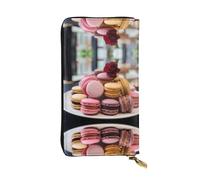 (7.5 * 4.1 inches) Long Clutch Bag, macaroon dessert Zipper Leather Wallet with Multiple Compartments Large Capacity, a Good Gift for Friends