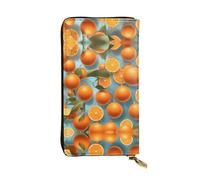 (7.5 * 4.1 inches) Long Clutch Bag, Many Delicious Oranges Zipper Leather Wallet with Multiple Compartments Large Capacity, a Good Gift for Friends