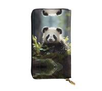 (7.5 * 4.1 inches) Long Clutch Bag, Panda cubs in the forest Zipper Leather Wallet with Multiple Compartments Large Capacity, a Good Gift for Friends