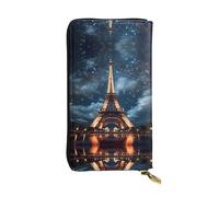 (7.5 * 4.1 inches) Long Clutch Bag, Paris Tower Zipper Leather Wallet with Multiple Compartments Large Capacity, a Good Gift for Friends