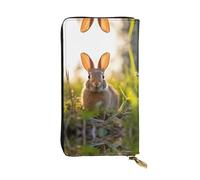 (7.5 * 4.1 inches) Long Clutch Bag, Rabbit in the grass Zipper Leather Wallet with Multiple Compartments Large Capacity, a Good Gift for Friends