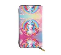 (7.5 * 4.1 inches) Long Clutch Bag, Rainbow Unicorn Zipper Leather Wallet with Multiple Compartments Large Capacity, a Good Gift for Friends