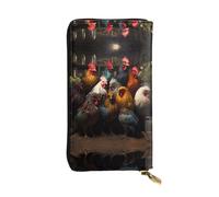 (7.5 * 4.1 inches) Long Clutch Bag, Rooster Family Portfolio Zipper Leather Wallet with Multiple Compartments Large Capacity, a Good Gift for Friends