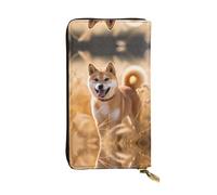 (7.5 * 4.1 inches) Long Clutch Bag, Shiba Inu Zipper Leather Wallet with Multiple Compartments Large Capacity, a Good Gift for Friends