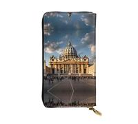 (7.5 * 4.1 inches) Long Clutch Bag, St Peter's Basilica Zipper Leather Wallet with Multiple Compartments Large Capacity, a Good Gift for Friends