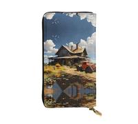 (7.5 * 4.1 inches) Long Clutch Bag, Texas Farm Tractor Zipper Leather Wallet with Multiple Compartments Large Capacity, a Good Gift for Friends