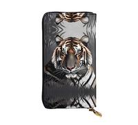 (7.5 * 4.1 inches) Long Clutch Bag, Tiger at rest Zipper Leather Wallet with Multiple Compartments Large Capacity, a Good Gift for Friends