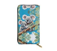 (7.5 * 4.1 inches) Long Clutch Bag, Two cute koalas Zipper Leather Wallet with Multiple Compartments Large Capacity, a Good Gift for Friends