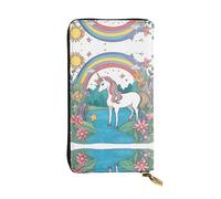 (7.5 * 4.1 inches) Long Clutch Bag, Unicorns by the river Zipper Leather Wallet with Multiple Compartments Large Capacity, a Good Gift for Friends