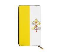 (7.5 * 4.1 inches) Long Clutch Bag, Vatican flag Zipper Leather Wallet with Multiple Compartments Large Capacity, a Good Gift for Friends