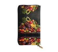 (7.5 * 4.1 inches) Long Clutch Bag, vegetables and fruits Zipper Leather Wallet with Multiple Compartments Large Capacity, a Good Gift for Friends
