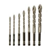 7/5/4/2PCS Optional Heavy-Duty Four Blade Carbide Drill Bit Set For Porcelain Ceramic Glass Marble Concrete Stone Drilling Tools Set,7pcs with box,A