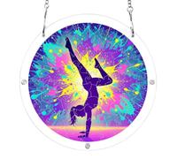 7.5'' acrylic puzzle suncatcher, Neon Gymnast Silhouette Colorful Dance