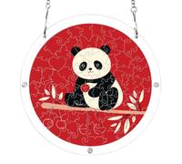 7.5'' acrylic suncatcher puzzle, crazy ranch panda cherry red