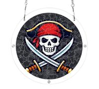 7.5'' acrylic suncatcher puzzle, Pirate Skull and Cross sword Pattern