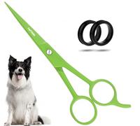 7.5" Curved Dog Grooming Scissors with Safety Round Tips Professional Pet Grooming Scissors J2 Stainless Steel for Dogs Cats Horses Pets (Green, 6.5 Inch)