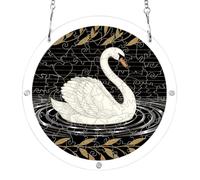 7.5'' diy suncatcher kits, black golden leaves swan