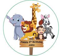 7.5 inch circle round safari animals cake topper printed edible wafer paper personalised